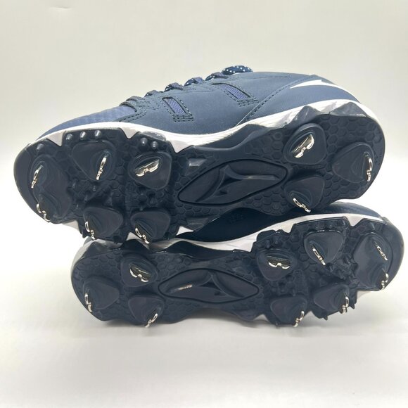 Mizuno Womens 9 Spike Swift 6‎ Navy Blue White Low Metal Softball Cleat Shoes - Picture 7 of 10
